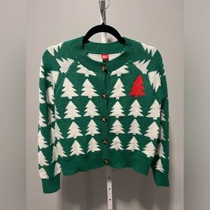 Dec 25th Holiday Knit Christmas Tree Cardigan Sweater Button Down Size Small